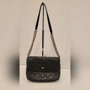 Marc Jacobs Black Quilted Leather Shoulder Bag with Gold Bow